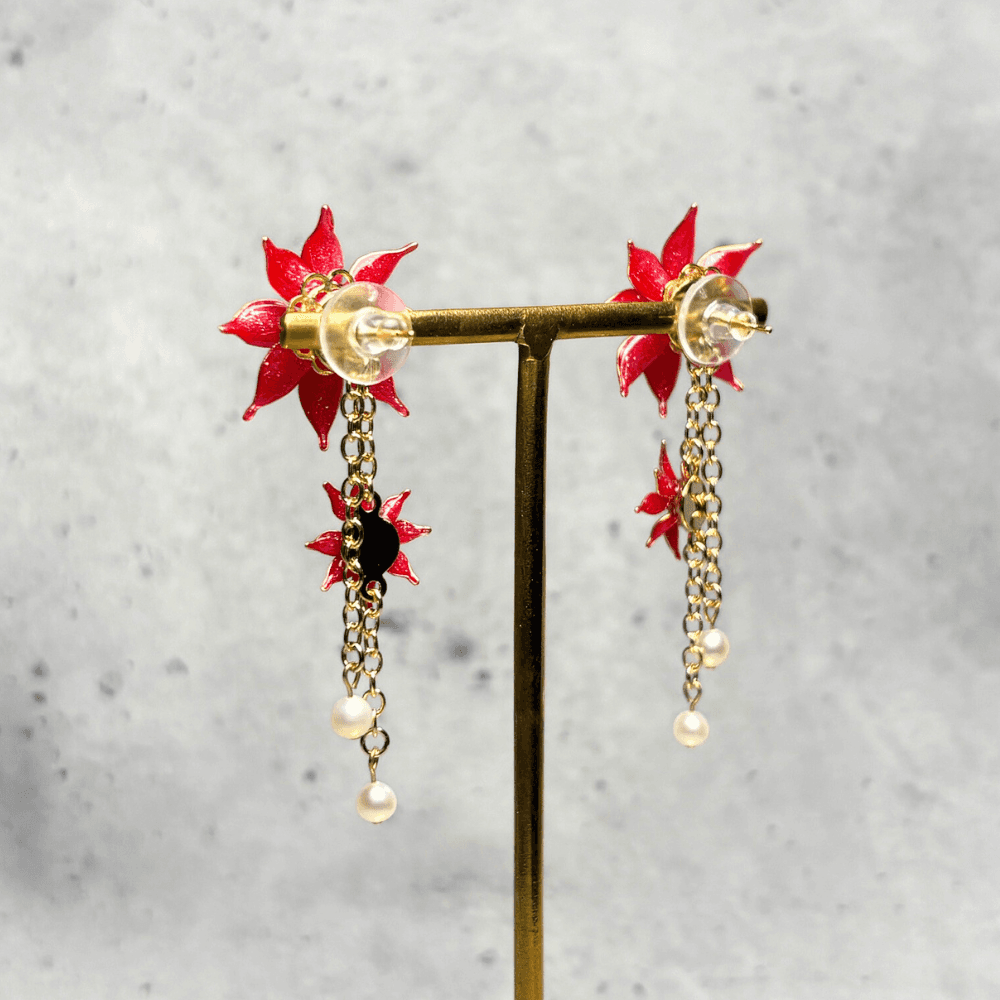 【ポインセチア】2wayイヤリング 淡水パール/クリスマス/ニッケルフリー/金属アレルギー対応/冬の新作/受注生産 | 14枚目